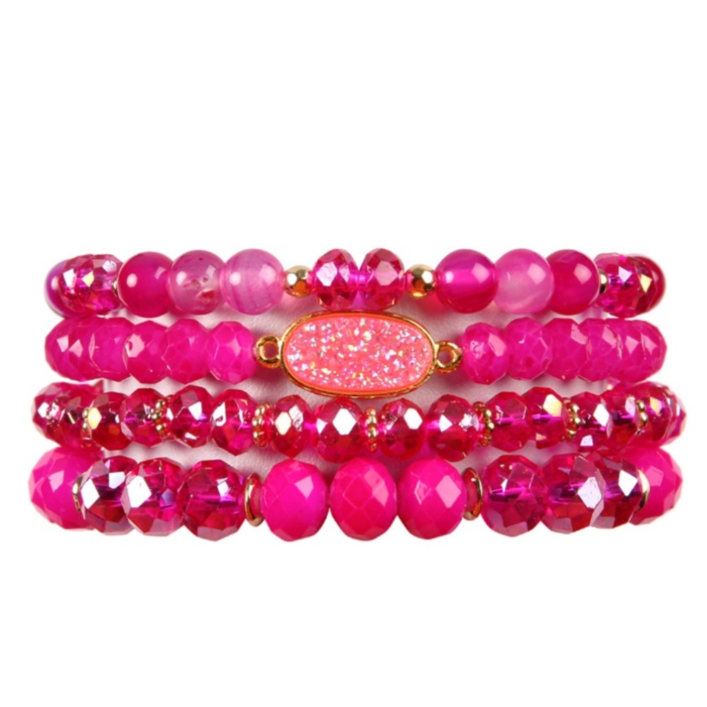 FREE SHIPPING 5 bracelets ⬇️⬇️DRUZY OVAL MIXED
BEADS BRACELET
SET - Picture 3 of 10